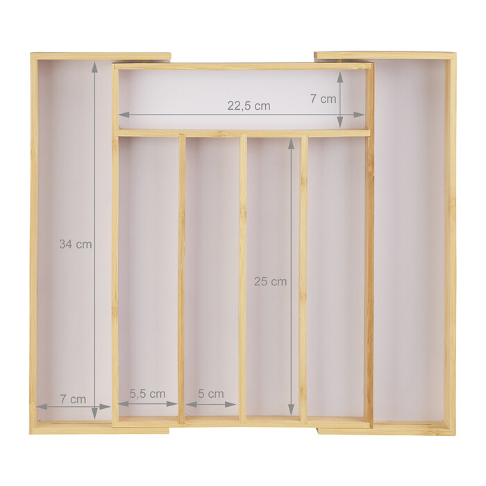 Relaxdays Besteckkasten Bambus 40cm ausziehbar