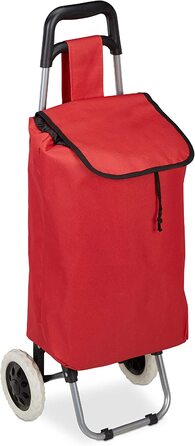 Relaxdays Einkaufstrolley klappbar, Abnehmbare Tasche 28 L, Einkaufswagen mit Rollen HxBxT: 92,5 x 42 x 28 cm, (Rot)