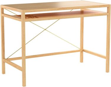 Relaxdays Computertisch Holz, Tastaturauszug, Bürotisch ausziehbar, Schreibtisch massiv, HxBxT: 76,5x106,5x55,5cm, natur Single
