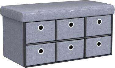 Relaxdays Sitzbank mit Stauraum, 6 Schubladen, Sitzpolster, faltbar, 39x76x38 cm, grau