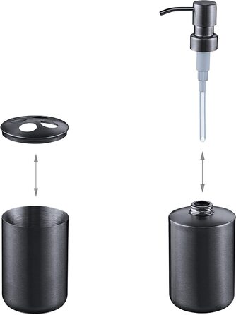 Relaxdays Badezimmer Set, 4-teilig, Seifenspender, Seifenschale, Zahnputzbecher, Zahnbürstenhalter, Edelstahl, anthrazit 1003