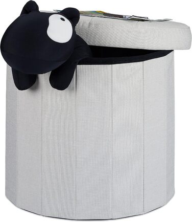 Relaxdays Sitzhocker mit Stauraum L, Fußhocker mit Deckel, 43x45x45 cm, Creme