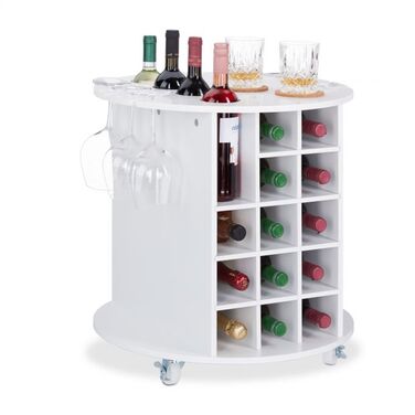 Relaxdays Weißes Weinregal auf Rollen
